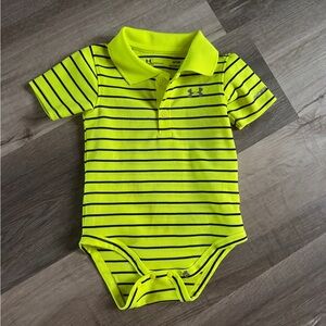 Under Armour Neon Yellow and Black Striped Polo Bodysuit
